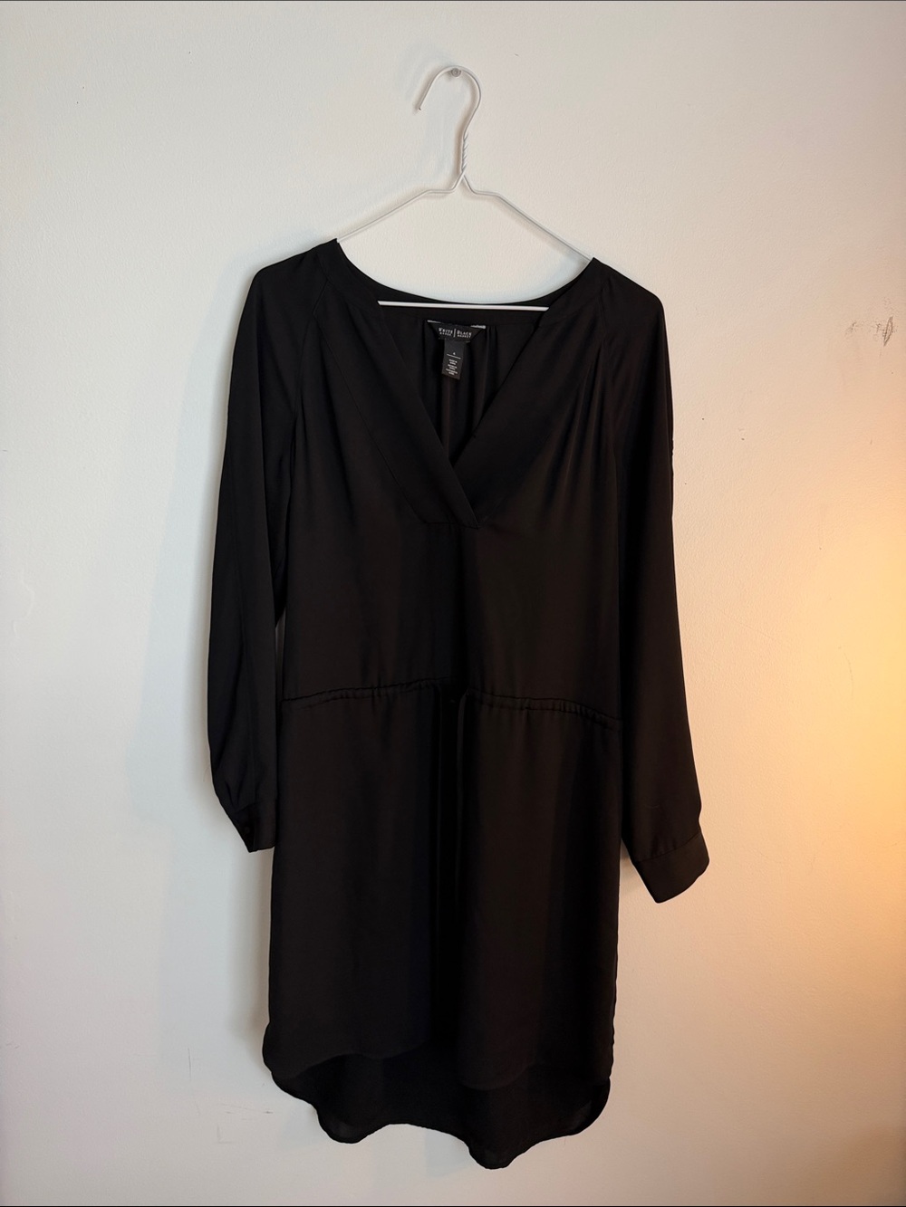 Eileen Fisher Black V-Neck Long-Sleeve Shift Dress